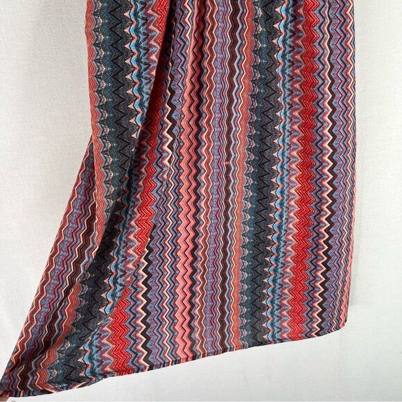 Earthbound Knee Length Dress Women’s Pink Blue Chevron V Neck Open Back Boho M - Picture 12 of 13